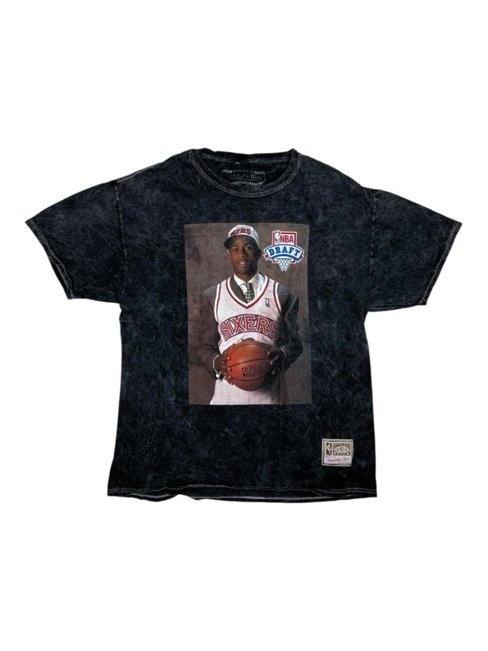 Allen Iverson Philadelphia 76ers Draft T-Shirt Mens M/L Black Mitchell & Ness